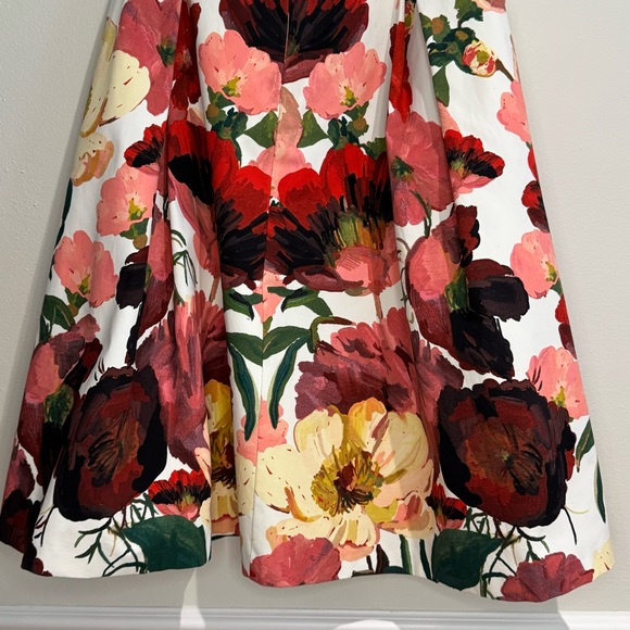 White House Black Market Floral Watercolor Formal Full Midi Skirt - Size 4 - Picture 3 of 14
